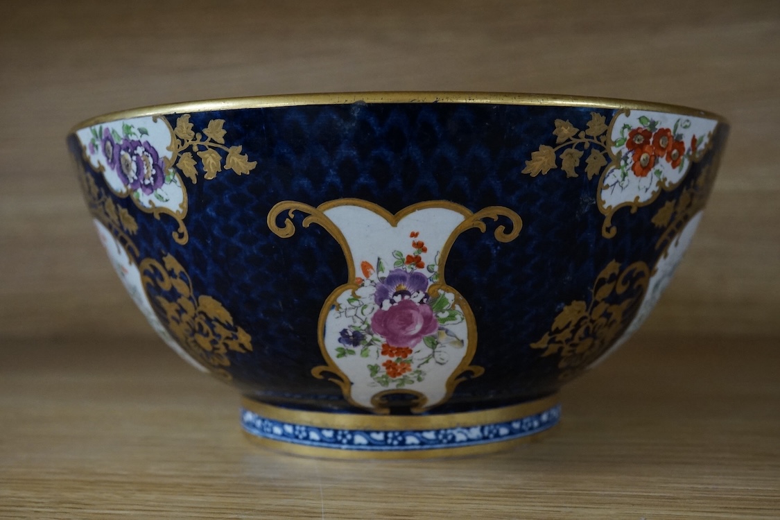 A Booths scale blue ground bowl, 20cm diameter